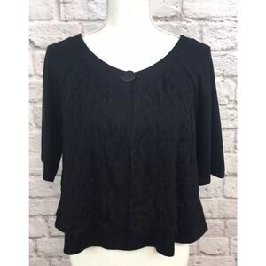 Velvet Brand Black Shrug with Lace Overlay Half Sleeve Bolero Jacket Sz Medium